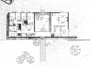 Modern Courtyard House Design Plan: Marcel Breuer Hooper House