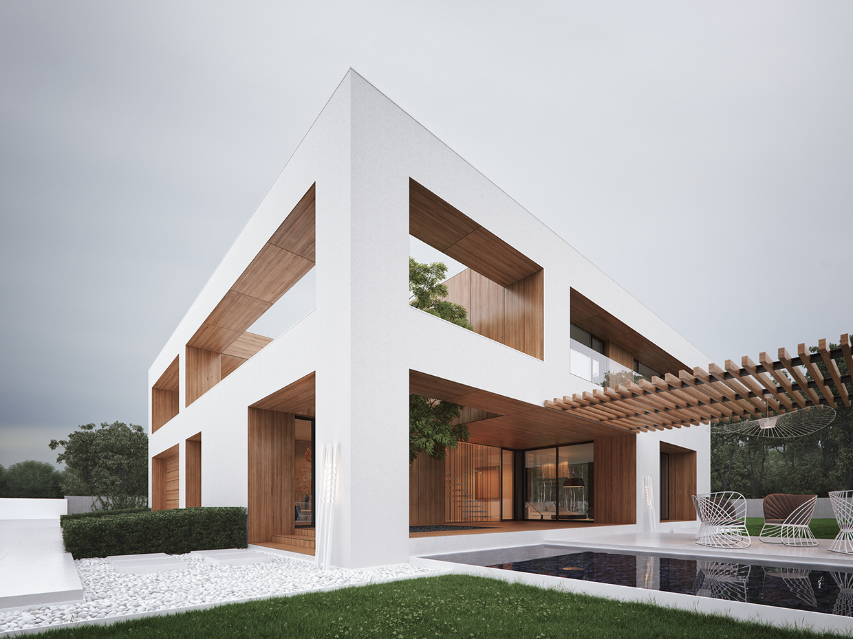 Residential Architecture Inspiration: Modern Materials: White + Wood - Studio MM Architect