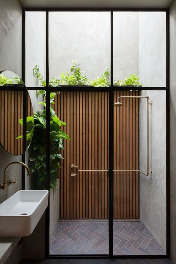 Residential Design Inspiration - Indoor outdoor courtyard shower