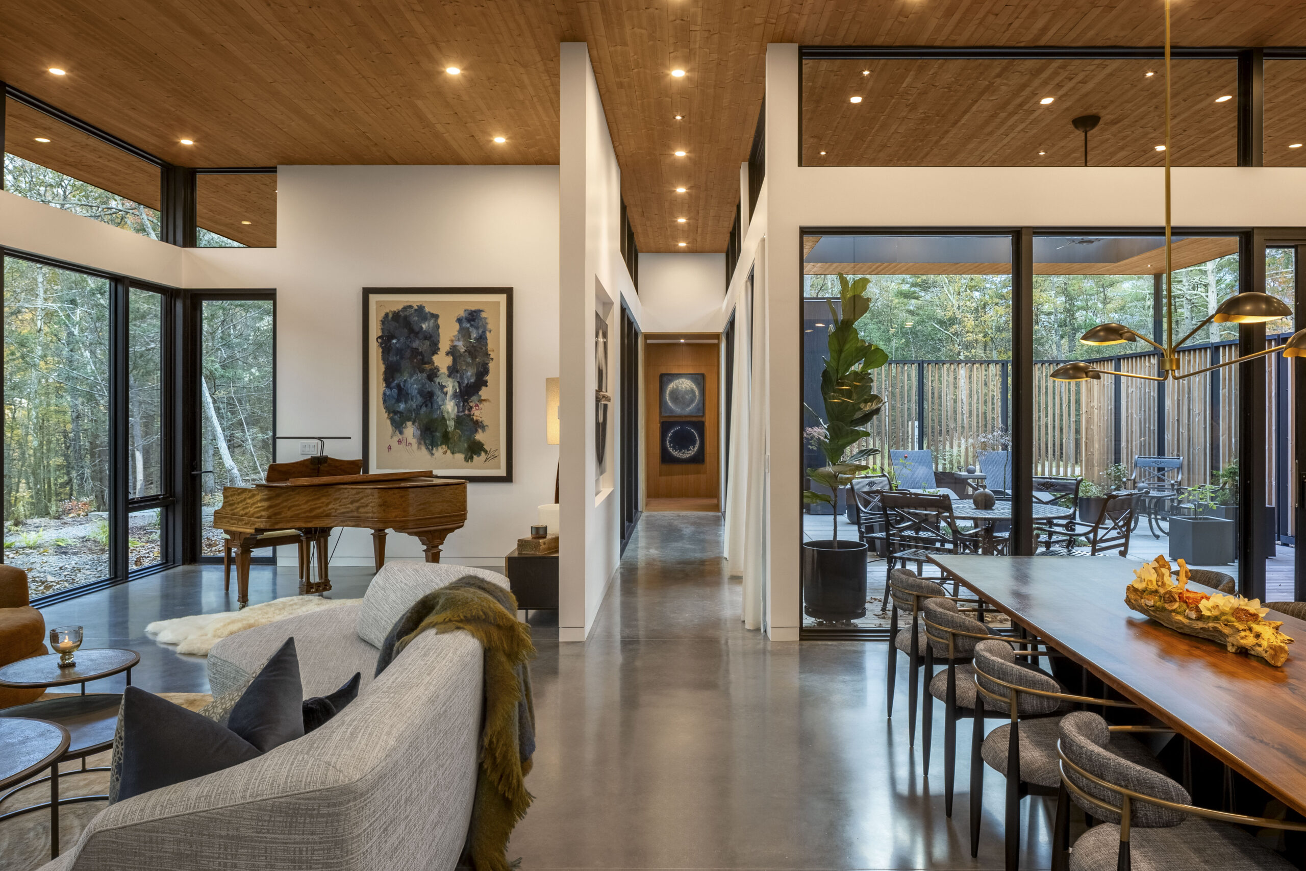 Fermata is organized around a central axis and wraps around a courtyard.