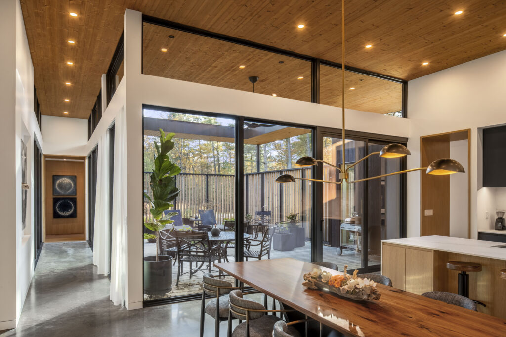 Fermata includes a central courtyard with an outdoor dining area.