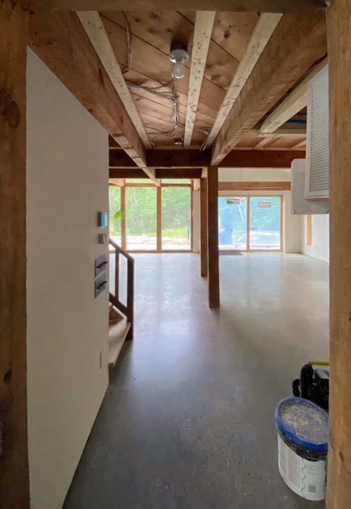 Kitchen skylight and window installation nearly complete at Mt Tremper Cottage, bringing natural light into the heart of the home.