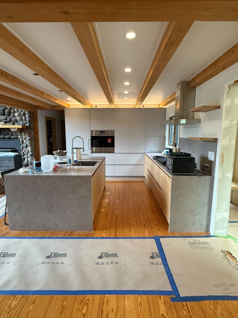 Interior view of completed Olivebridge Reno showing the seamless integration of new finishes and fixtures with the home's existing character.